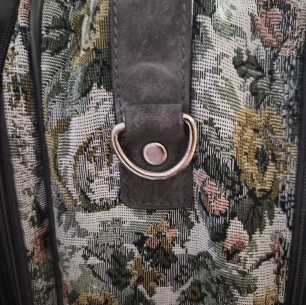 Floral Vintage Tapestry Suitcase With Original Shoulder Strat Never Used